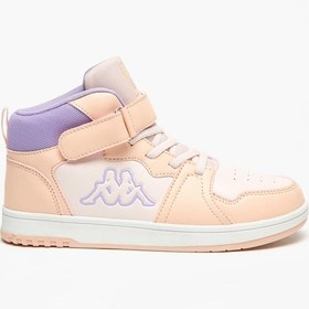 تصویر کفش ورزشی دخترانه با طراحی رنگی و ساق بلند و قفل چسبی برند kappa Girls' Colourblock High Top Sneakers with Hook and Loop Closure