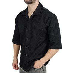 تصویر پیراهن آستین کوتاه مردانه طوسی طرح باکسی Boxy design gray short sleeve shirt for men