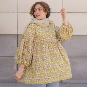 تصویر مانتو عروسکی حانی گلی مدل بهار سبز 