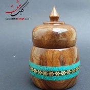 تصویر دوات چوبی خاتم و سنگ فیروزه 