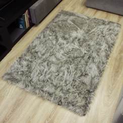 تصویر فرش ماشینی خز ترک پرز بلند طوسی روشن کرم ترمز دار (فرشینه) 