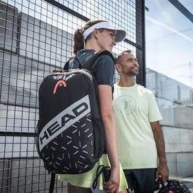 تصویر کوله‌پشتی تیم HEAD با محفظه جداگانه راکت، مشکی/مرجانی 
