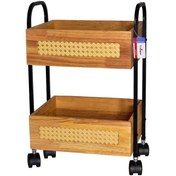 تصویر جای سیب زمینی و پیاز یونیک مدل UN-2965 دو طبقه چوبی حصیری 