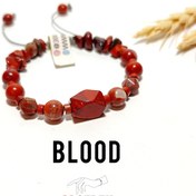 تصویر دستبند سنگی جاسپر قرمز اصل درجه یک دستبند خون سنگ جاسپر قرمز معدنی - ویژه سفید BLOOD stone bracelet red Jasper original