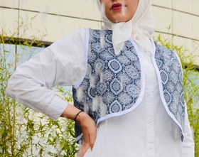 تصویر وست سنتی با نوار دوزی سفید زنانه مدل تابستانه Women's traditional vest summer model