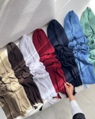 تصویر شال پلیسه ساده برشکا رنگ نسکافه ای 