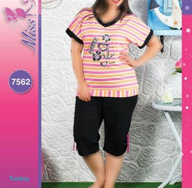 تصویر تی شرت شلوارک سایز بزرگ زنانه ترک - 7562 Miss Tiko 