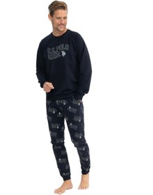 تصویر پیژامه و لباس خواب مردانه آبی سرمه ای یو اس پولو | 18841 اورجینال 