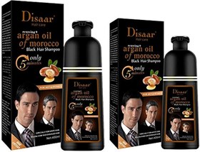 تصویر شامپو رنگ موی قهوه ای و مشکی فوری مردانه و زنانه disaar 400 میلی لیتری Disaar Men's and Women's Instant Hair Color Shampoo, 400ml Bottles, Brown