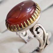 تصویر انگشتر نقره مردانه با سنگ عقیق یمن 