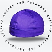 تصویر کلاه لئونی کتان بنفش 