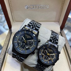 تصویر ساعت طرح سه موتور پایین کوکو سیتیزن ست5862L - تمام مشکی / مردانه Coco Citizen Set 5862 L three-engine watch