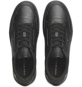 تصویر کفش بسکتبال مردانه چرم - رویه ترکیبی چرم، مشکی برند Tommy Hilfiger Men's Leather Basketball Trainers - Leather mix upper, Black