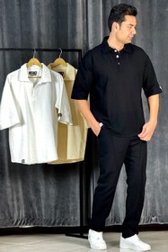 تصویر ست لینن مردانه - کرم / XL ا men's linen set men's linen set