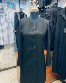 تصویر مانتو شلوار اداری مدل یقه خشتی رنگ بنفش سایز ۴۰ 