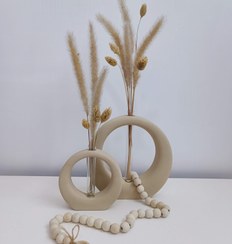 تصویر گلدان دکوری مدل دایره با شیشه جنس سنگ مصنوعی 