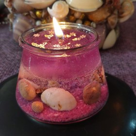 تصویر شمع ژله ای عروس صدف دریاییdi/ba - بنفش ارغوانی candle_panah