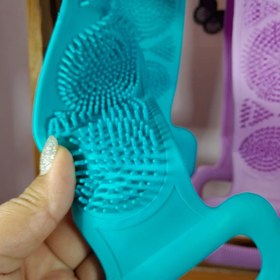 تصویر لیف دسته دار سیلیکونی دوطرفه مخصوص کودک - بنفش 