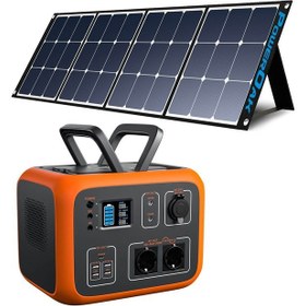 تصویر ژنراتور برق خورشیدی با پنل قابل حمل بلوتی BLUETTI Stromerzeuger -BLUETTI AC50S BLUE Solar Stromgenerator mit SP120 120W 