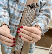 تصویر قاشق شربت خوری نی دار استیل ۶ عددی رنگ طلایی 