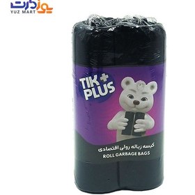 تصویر کیسه زباله رولی مشکی تیک پلاس مدل اقتصادی 65 در 80 - 2 عددی 