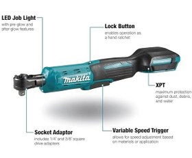 تصویر آچار ضامن دار DWR180Z ماکیتا Makita DWR180Z 18V Li-ion LXT Ratchet Wrench