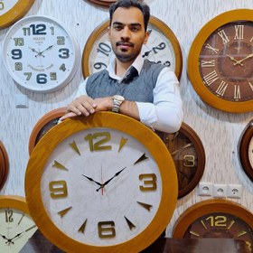 تصویر ساعت دیواری سیکو چوبی 60 سانتی طرح کاغذ دیواری - نیزه ای seiko clock