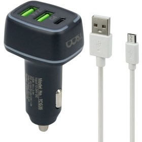 تصویر شارژر فندکی تسکو مدل TCG35 با کابل تبدیل MicroUSB TSCO TCG 35 PD Car Charger