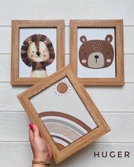 تصویر قاب عکس چوبی طرح شیر و تدی [مجموعه 3 عددی] 