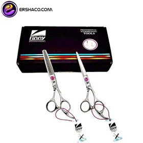 تصویر قیچی فینی پیچ بلند صورتی (6اینچ) Pink long screw finny scissors (6 inches)