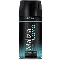 تصویر اسپری خوشبو کننده بدن مالیزیا مدل Aqua حجم 150 میلی لیتر malizia uomo deodorant 