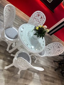 تصویر میز و صندلی ناهارخوری ۴ نفره گلرخ پلاستیکی نشکن 