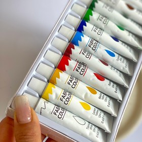 تصویر رنگ پارچه بیسیک 12 رنگ تیوپی 12 میل