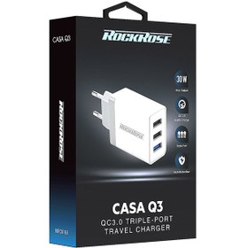 تصویر شارژر دیواری راک رز مدل Casa Q3 