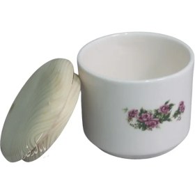 تصویر قندان درب دار مدل گل قرمزی 