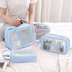 تصویر کیف واش بگ آرایشی و بهداشتی دو زیپ رنگ Original BLUE WASH BAG