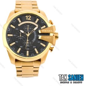 تصویر ساعت دیزل مردانه بنداستیل نقره‌ای صفحه مشکی تقویم دار کد 2758 DISL