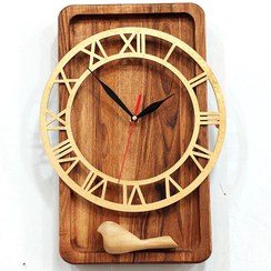 تصویر ساعت دیواری مدرن چوبی چوب گردو Modern Wooden Wall Clock