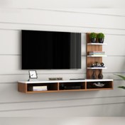 تصویر میز تلویزیون دیواری شلف باکس تلویزیون - مدل دیبا 160CM - سفید و قهوه ای روشن ا DIBA TV SHELF 160cm DIBA TV SHELF 160cm