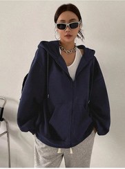 تصویر هودی زیپ دار مشکی ژاکت کش باف پشمی 