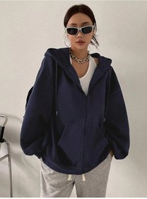 تصویر هودی زیپ دار مشکی ژاکت کش باف پشمی 