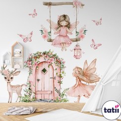 تصویر برچسب و استیکر دیواری کودک تاتی _ فرشته آبرنگی 