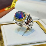 تصویر انگشتر اوپال مشکی مردانه کد ۱۲۱۳۳ 