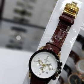 تصویر ساعت مچی عقربه‌ای مردانه رومانسون Wrist Watch مدل سه موتور فعال کورنوگراف بند چرمی 