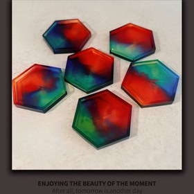 تصویر ست 6 تایی زیرلیوانی (شش ضلعی) شفاف 