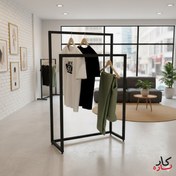 تصویر رگال فروشگاهی کارسازه مدل 703 ایستاده دو طبقه – جلوه‌ای مدرن برای نمایش لباس‌های شما 