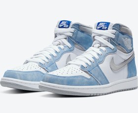 تصویر کتانی نایکی ایر جردن ۱ هایپر رویال مردانه و زنانه با کفی چرم 