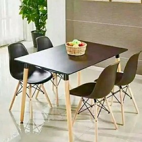تصویر میز و صندلی غذاخوری نهارخوری کافه رستورانی مدل فایبرگلاس پایه چوبی ست دو نفره 