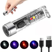 تصویر چراغ قوه مینی LED MAKINGTEC چراغ قوه جاکلیدی کوچک شارژی USB با 11 حالت نور اصلی و جانبی، چراغ فلاش جیبی EDC قابل حمل برای استفاده روزانه، کوله‌پشتی، کمپینگ و پیاده‌روی و غیره - ارسال 30 روز کاری 