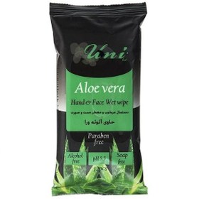 تصویر دستمال مرطوب یونی لد Aloe Vera بسته 12 عددی بدون الکل 